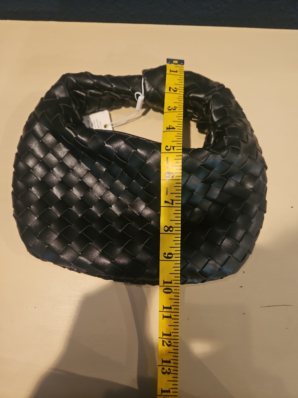 Urban Expressions Black Woven Hobo Crecent Handbag Purse - Picture 7 of 9